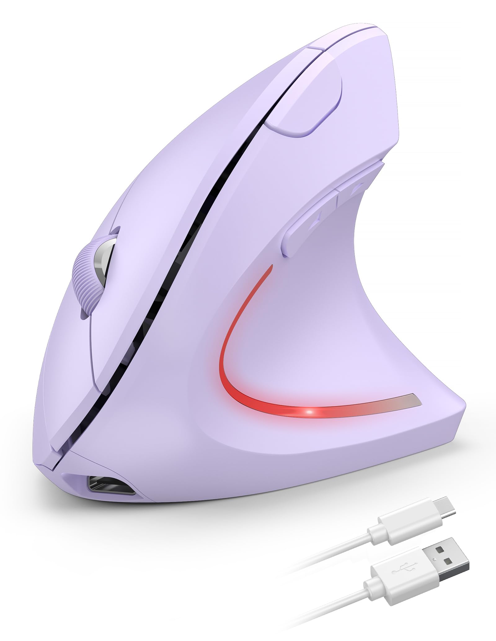 TECKNET Wiederaufladbar Ergonomische Maus Kabellos, 2.4G Optische Vertikale Maus Ergonomisch, 5 Einstellstufen bis 4800DPI, Leise Wireless Vertical Mouse mit 6 Tasten für Laptop, PC, Windows, Mac OS