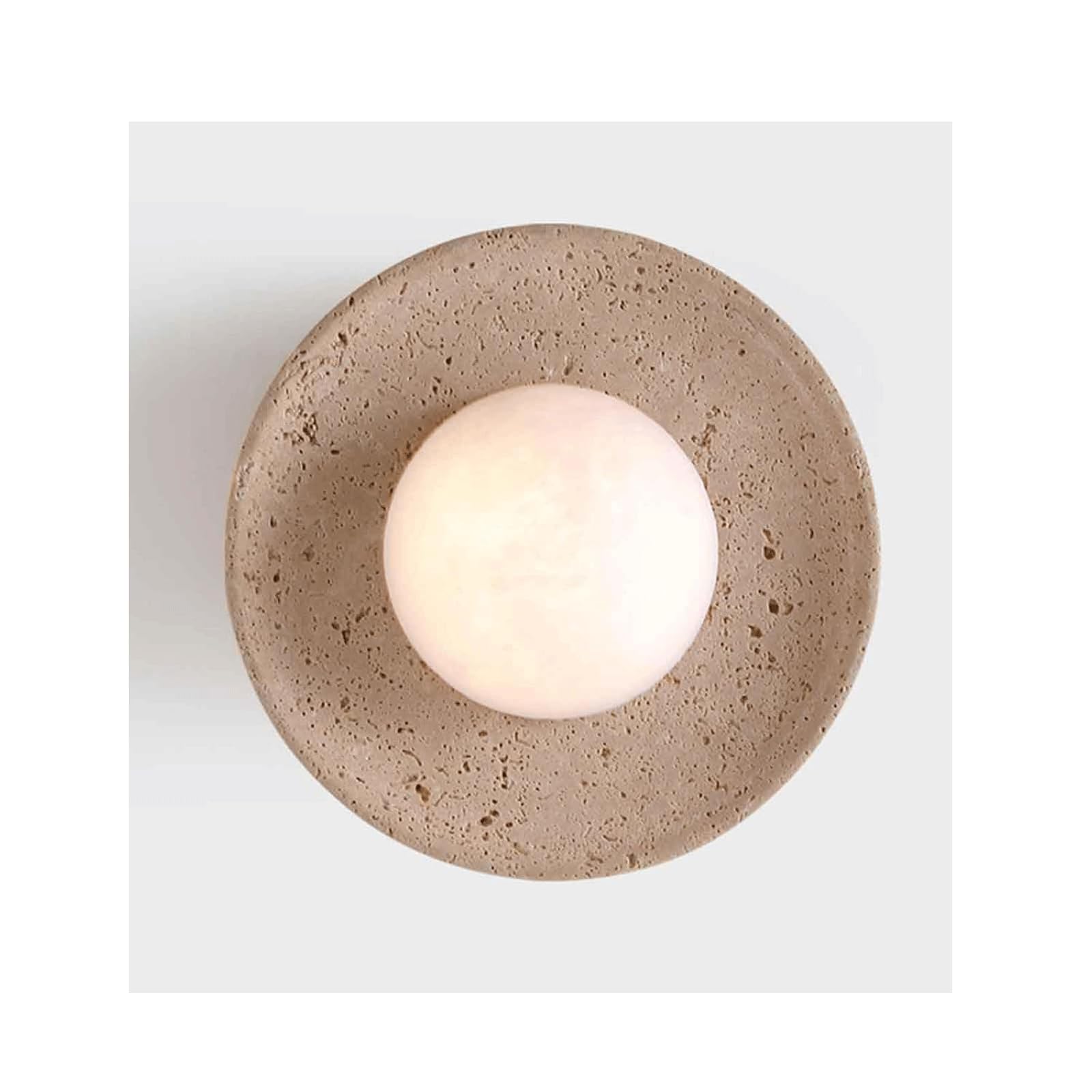 SJHPZG Vintage Natural Stone Wall Sconce Japanese Wabi Sabi Style Round Travertine Wall Light G9 Base Marble Wall Lighting for Bedroom Bedside Living Room Vanity