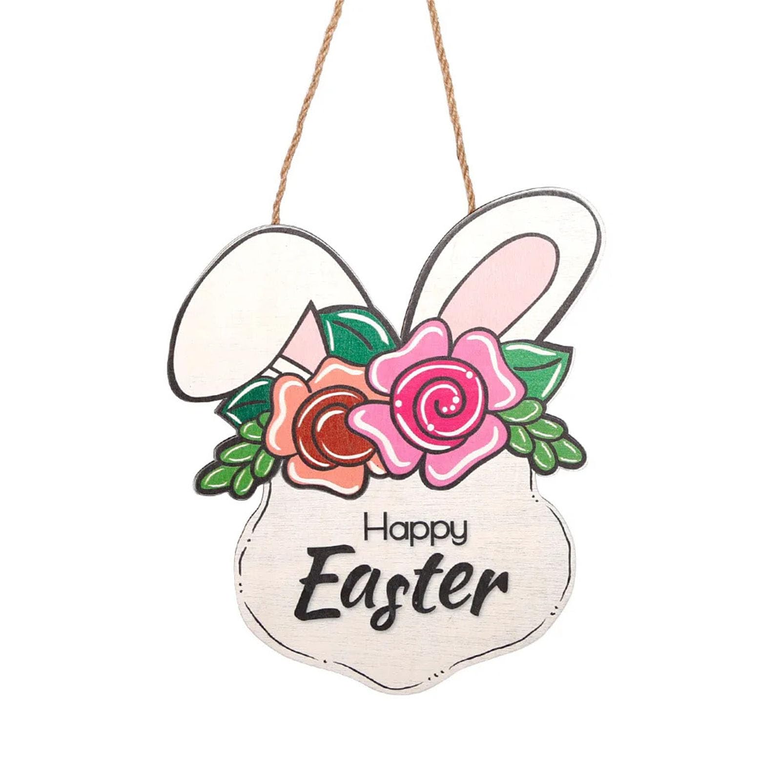 Tsophreniq Hanging Door Sign Springtimes Welcome Colorful Wooden Festival Decorations Happy Easter Pendant Gift