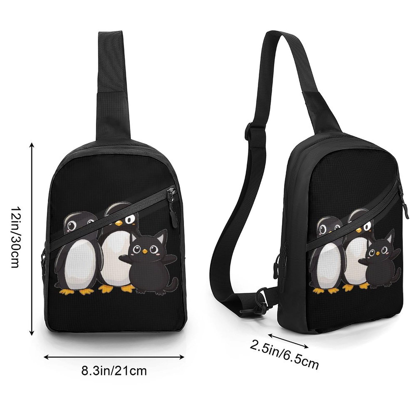 Traitor Penguins Cats Chest Bag Foldable Crossbody Unisex Pack Travel Hiking Adjustable Shoulder Straps Sling Bags