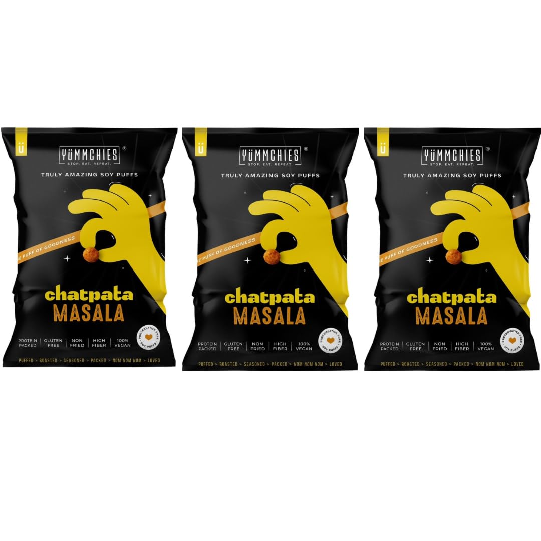 Yummchies Protein-Packed Soy Puffs - Gluten-Free, Non-Fried, High in Fiber, and 100% Vegan. (Pack of 3) (Chatpata Masala Soy Puffs) (B0BST648TQ) Amazon Price History, Amazon Price Tracker