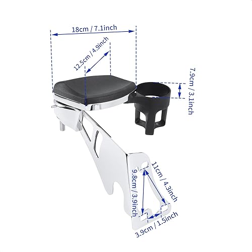 Miniatura 4 de Apoyabrazos de pasajero, con portavasos reposabrazos ajustables para Harley Touring Electra Road Glide 1997-2013