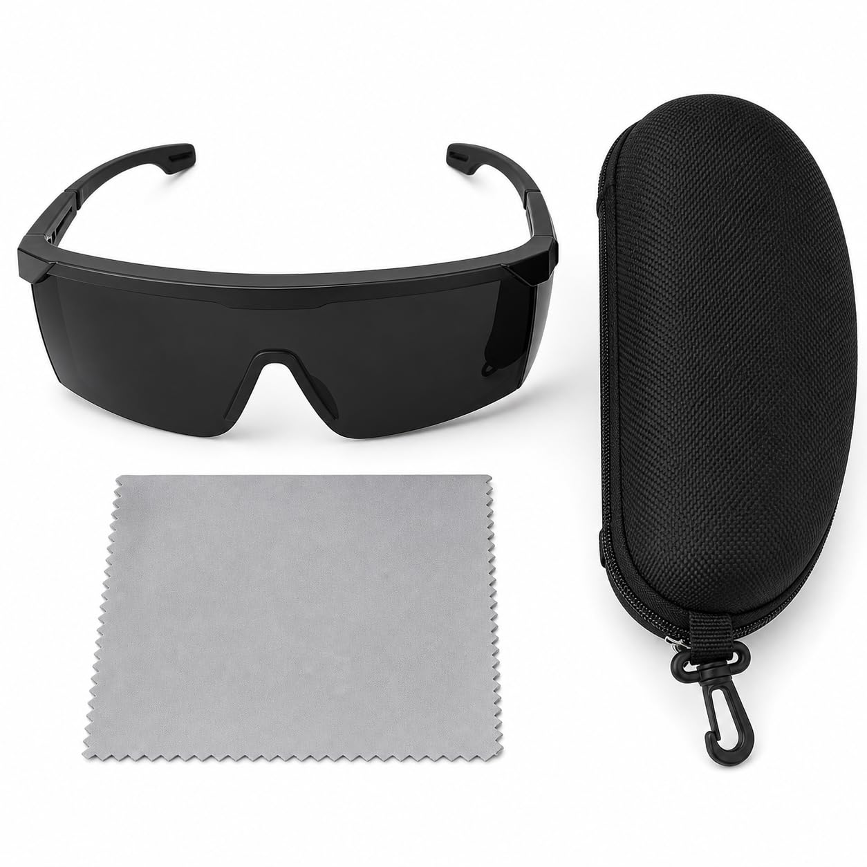 Pluvikon Laser Safety Glasses 200nm-2000nm OD4, 30% Visible Light Transmittance, Nylon Frame PC Lens, IPL Eye Protection for Laser Hair Removal Red Light Therapy, with Case and Cloth, Black
