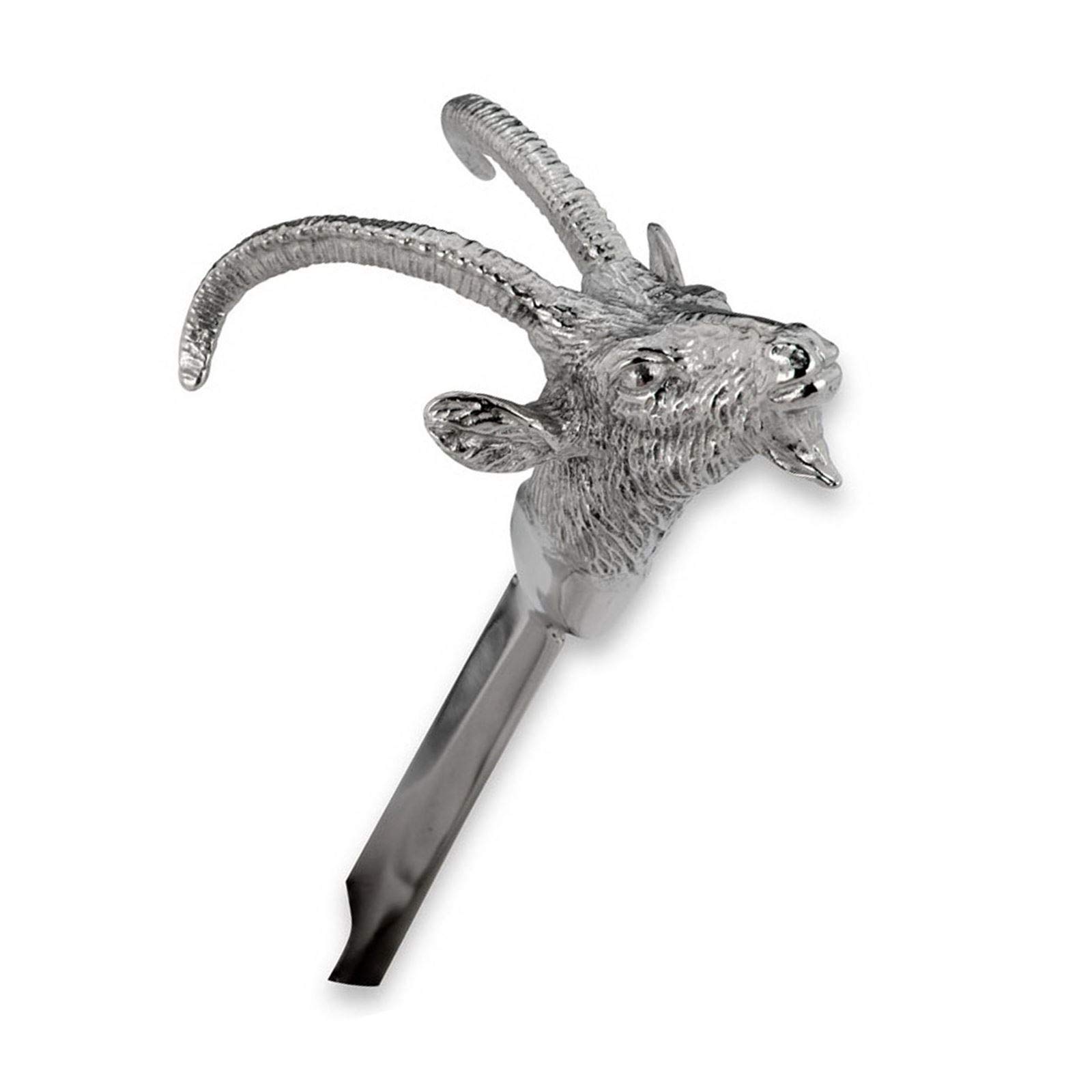 Brieföffner Edelstahl 19 cm - silberfarben & glatt poliert mit Steinbock-Motivgriff, stabiles Papiermesser für Büro, Homeoffice, Korrespondenz & Geschenkidee