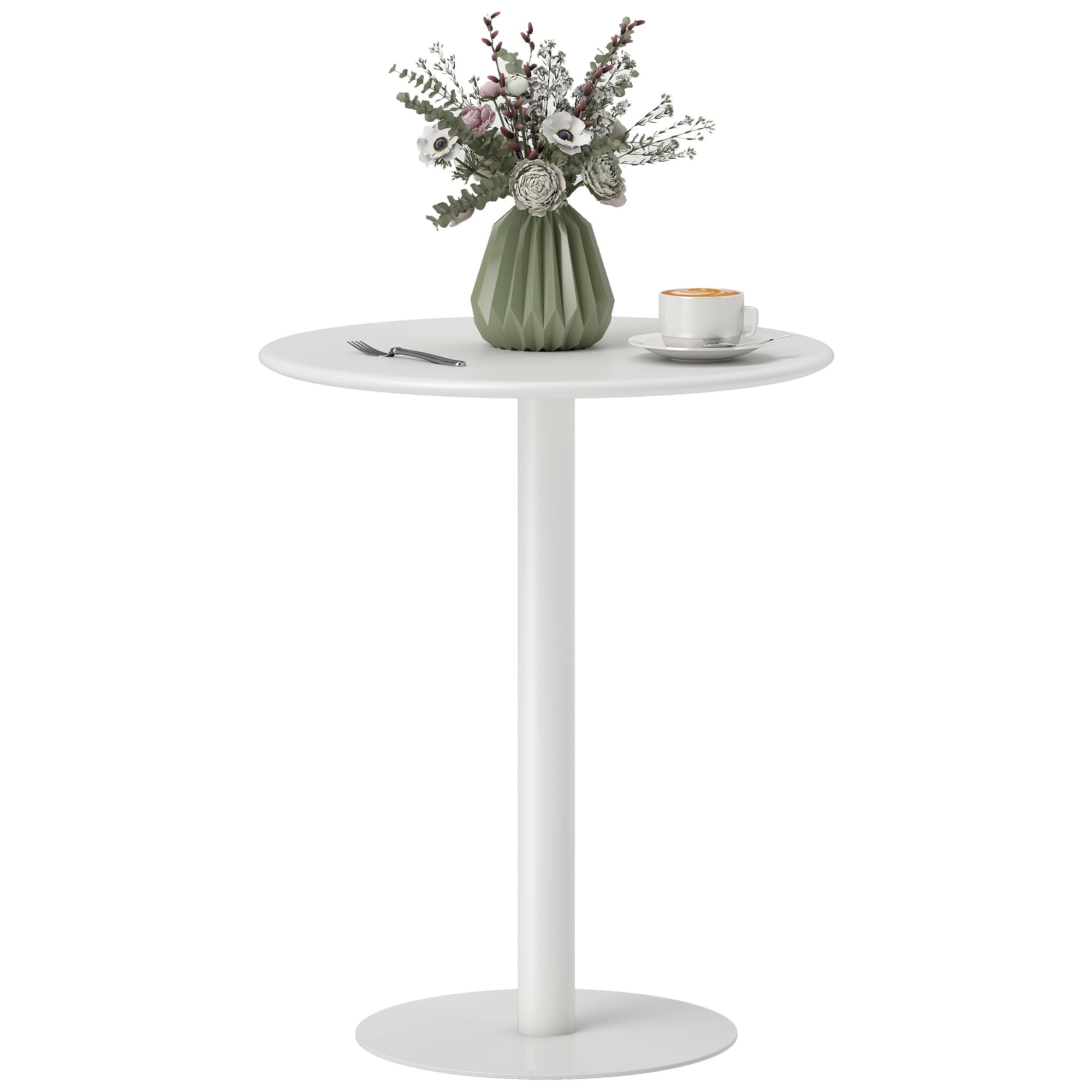 HOMCOM Esstisch 60 x 60 cm Rund Küchentisch für 2 Personen Esszimmertisch mit Säulentisch Kleiner moderner Tisch für Küche, Esszimmer Wohnzimmer Weiß