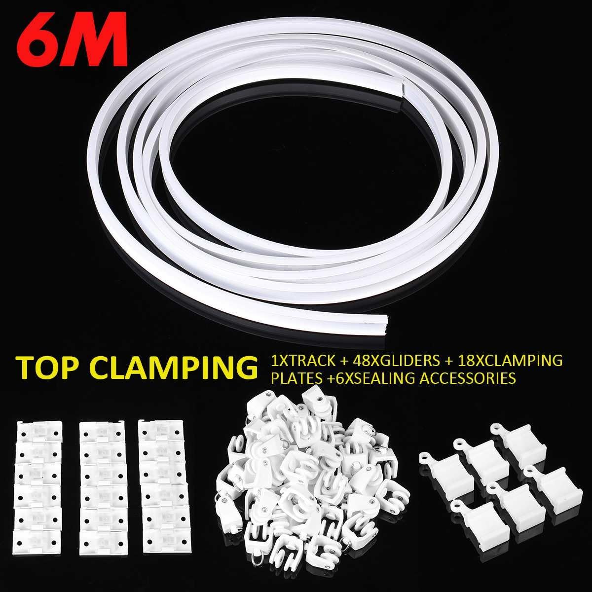 Gebogene Vorhangschiene,Gardinenschiene Zubehör 1m / 2m 3.0M 4m 5m 6m Flexibler Deckenvorhangspur biegbare Fensterstangenschiene gerade Kurve Vorhang Zubehör Kit Wohnkultur(3.0M Side Clamping)