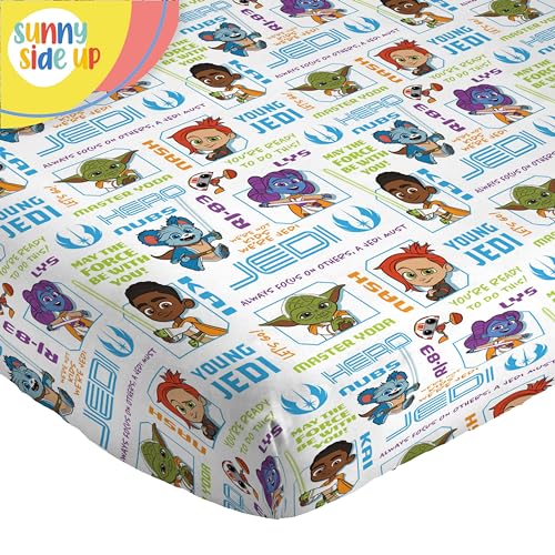 Image of Sunny Side Up Star Wars Young Jedi Adventures Twin Sheet Set - 3 Piece Kids Bedding Set Includes Pillow Cover - Super Soft Yoda Microfiber Sheets