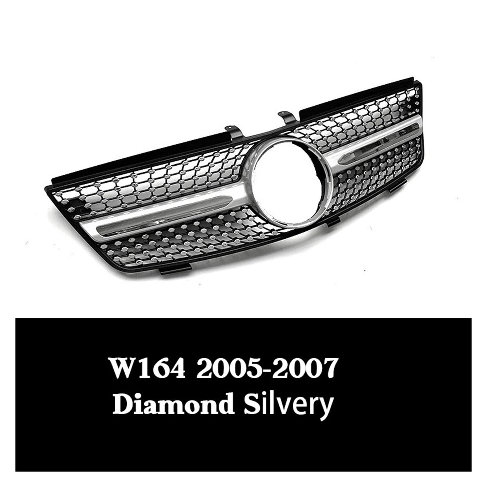 Pasuje do Merc//edes klasa M W164 ML350 ML420 ML550 2006-2011 | Front Bumper Grille,Diamond GT Style Front Hood Grille Racing Bumper Grill(05-07Diamond Silvery)