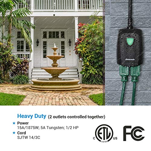 Dewenwils Outdoor Wireless Remote Control Outlet Power Strip Weatherproof, Expandable Indoor Electrical Plug In Light Switch, 15 A, 7-Inch Extension Cord, 100 Ft Range, Etl Listed #TOP1