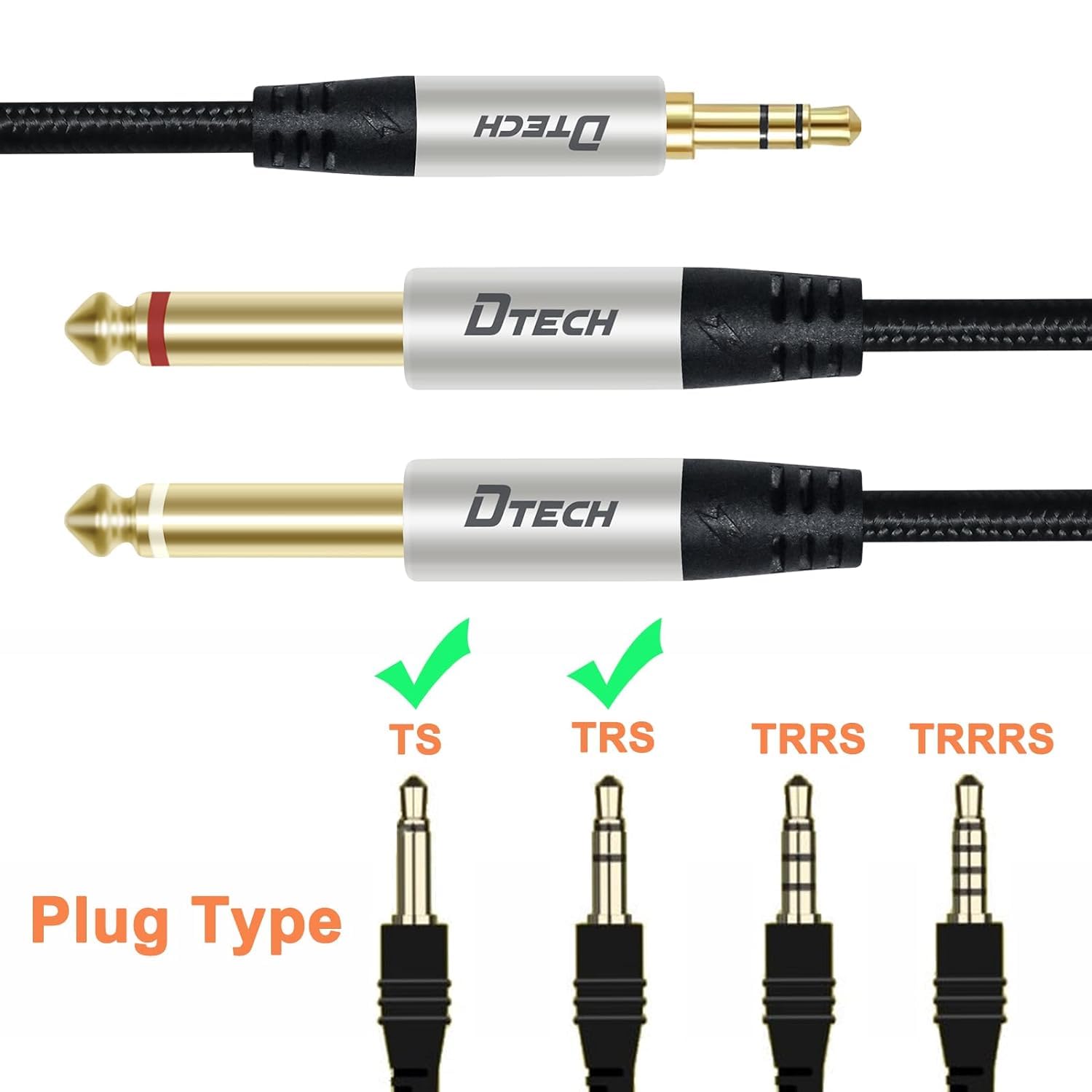 Amazon | DTECH 3.5mm to 6.35mm x 2 オーディオ変換ケーブル ステレオ