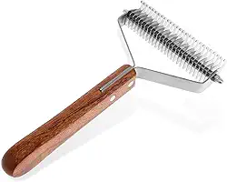 Ancinho grande de 2 lados para cães e gatos, escova de subpelo para remover tapetes de queda, emaranhados, queda, pente desgastante, escova de cuidados suave para todas as raças e tipos de animais de