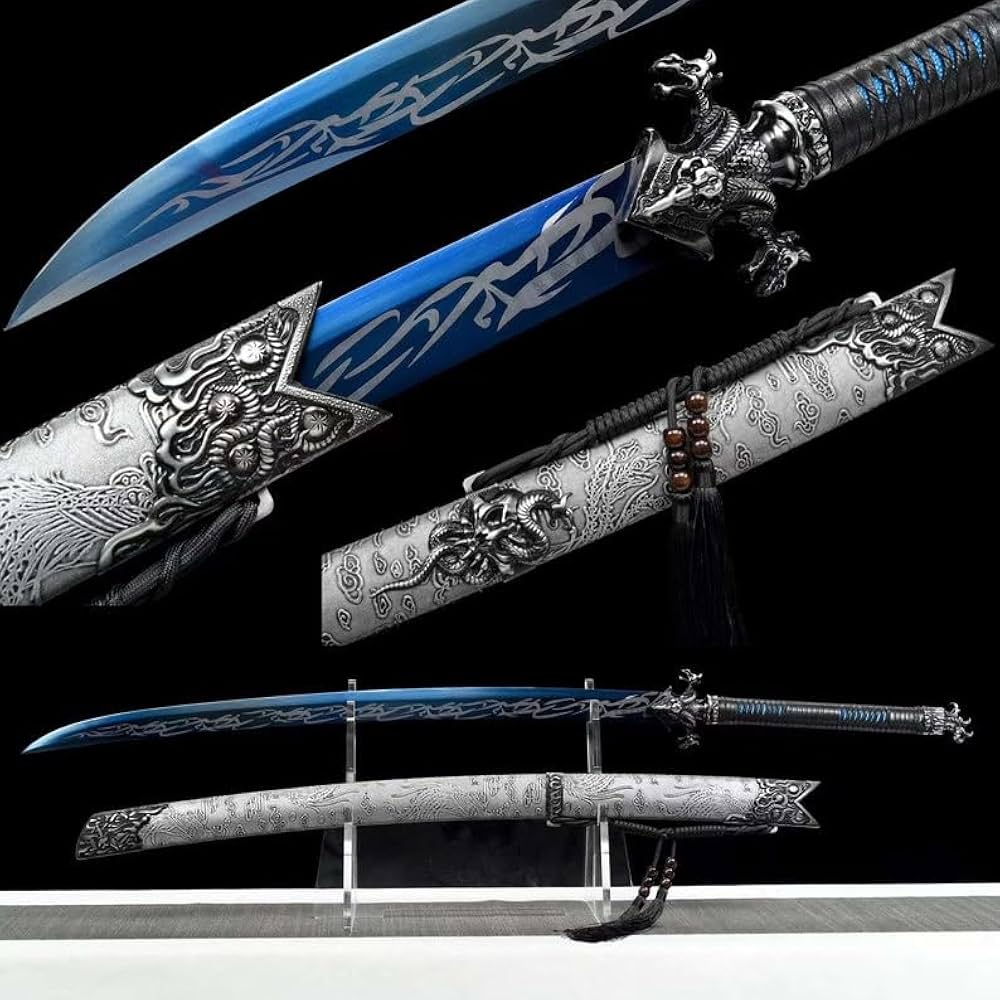 Amazon.com : SHZBZB Silver Scabbard Roasted Blue Blade