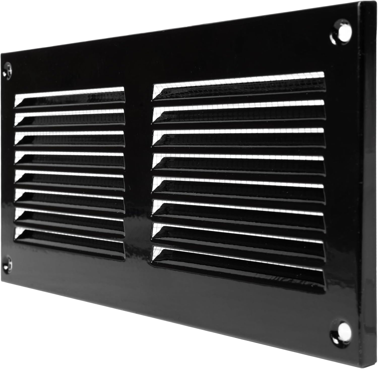 Vent Systems 8'' x 4'' Inch (Overall Dimensions) Pack of 5 Black Air Vent Duct Cover Metal Return Grill with Built in Pest Guard Screen HVAC Grille for Home Improvement 6x2 (Opening Dimensions)