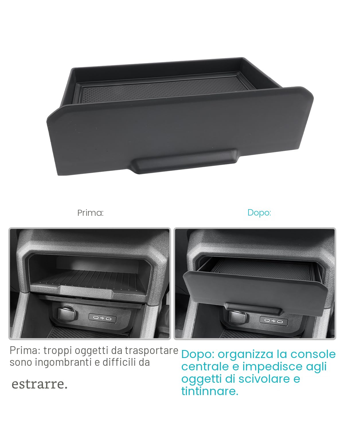 CDEFG Compatibile con Dacia Duster 3 2024 2025 Console Centrale Cassetti Organizzatore Scatola di immagazzinaggio Nascosta Organizer Vassoio Tray Duster III 2024 2025 Accessori