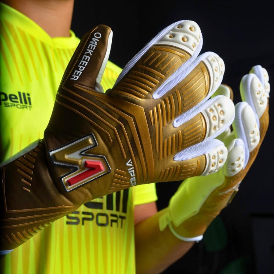 Miniatura 7 de Viper Gold - Guantes de portero de nivel profesional para niños, jóvenes y adultos, guantes de portero de fútbol GK, látex de contacto de 0.138 in,