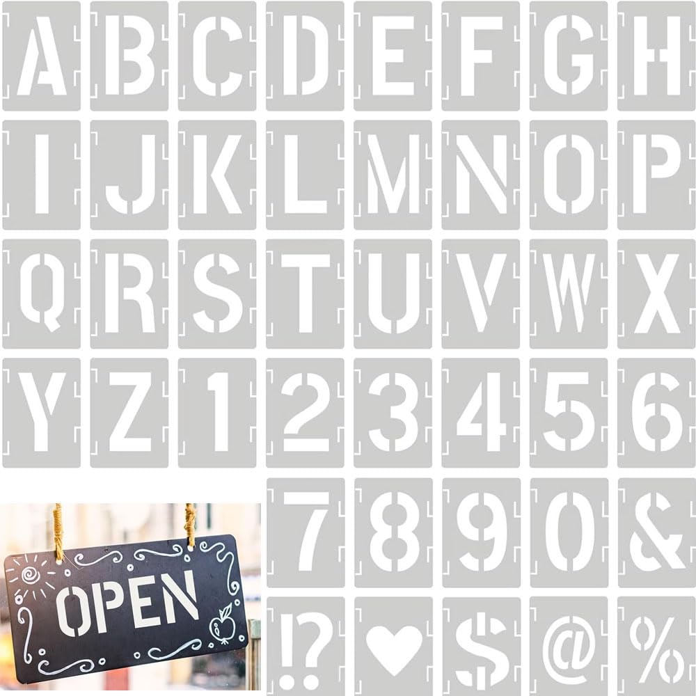 Pochoir Lettre Alphabet 42 Pièces, 12cm Pochoir Chiffre