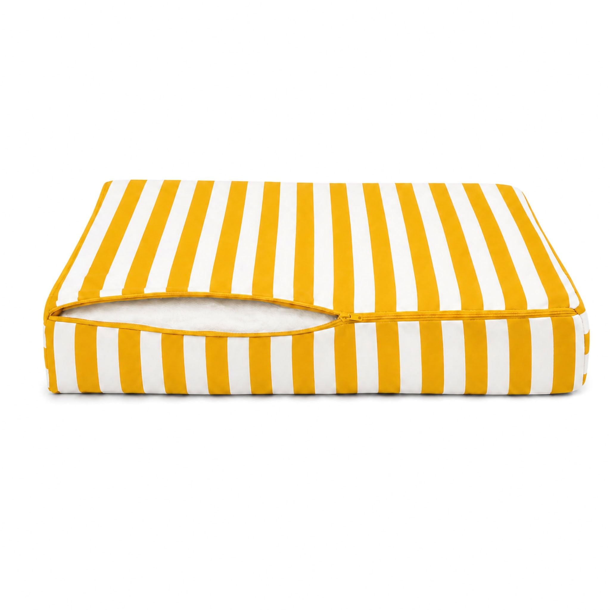 Déco Arts — Set di 2 Cuscini Sfoderabili Salotto Giardino 60x60 — Seduta 60x60 + Schienale 60x35 cm — Impermeabile Anti-UV — Ricambio Mobili Giardino Terrazzo Balcone Veranda — A Righe Gialle