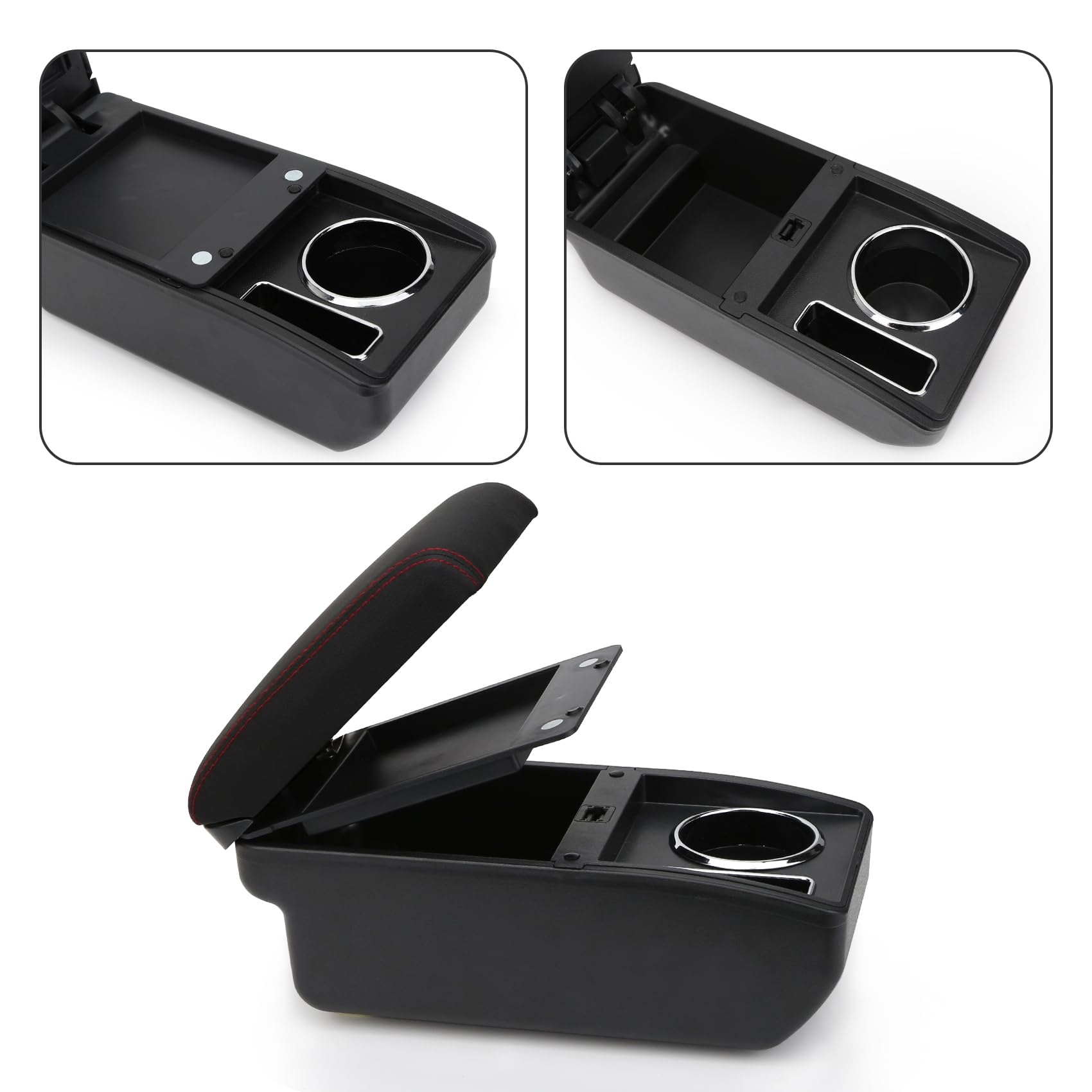 YJYWZH Compatible with Seat Ibiza 6j Armlehnen Ibiza 4 IV 2008-2016 Armlehnen Auto Mittelkonsole Aufbewahrungsbox Armlehne Innenausstattung Armauflage Leder Armstütze mit Getränkehalter