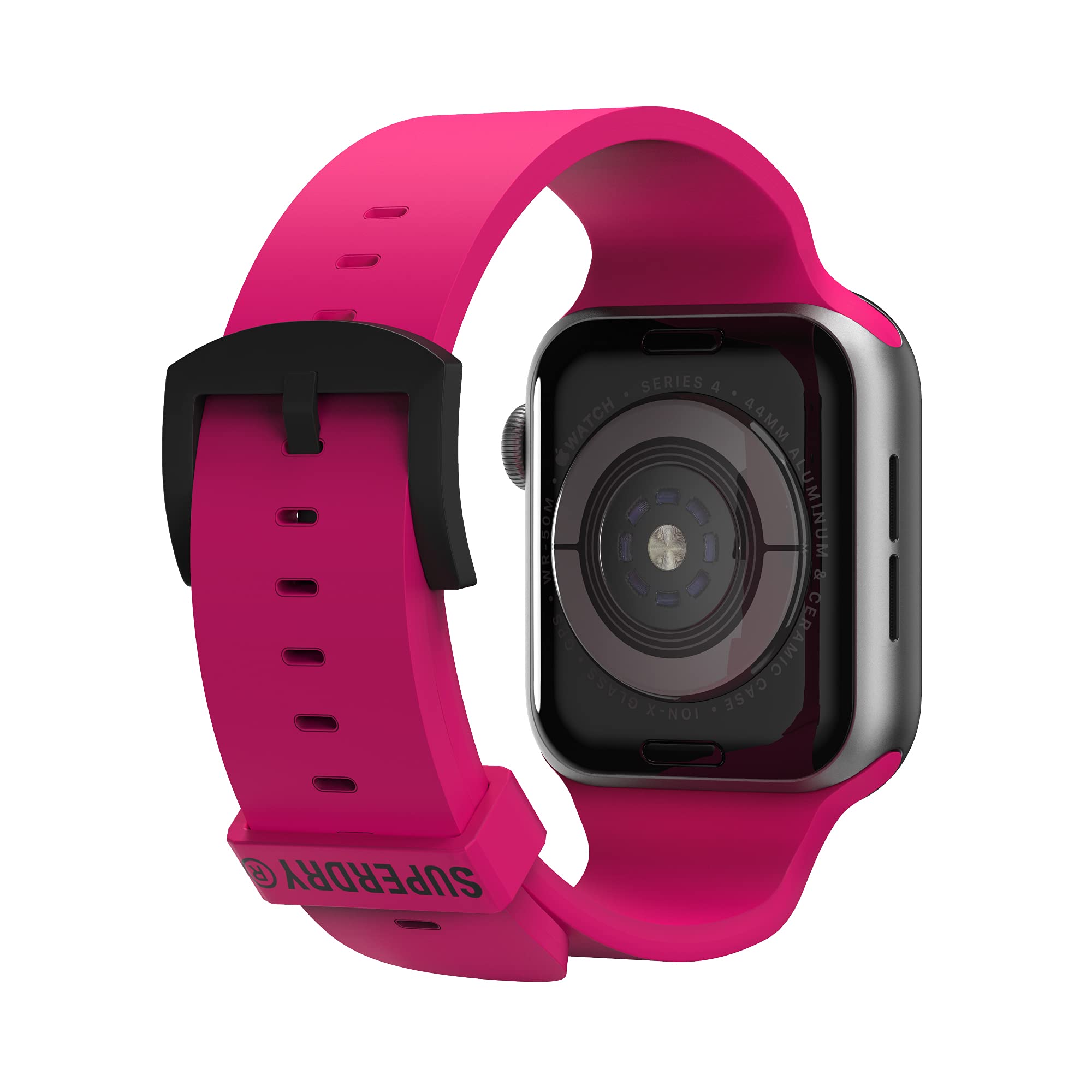 Superdry Pasek do zegarka kompatybilny z Apple Watch, nylonowy pasek z tkaniny, wygodny, elastyczny, idealny do uprawiania sportu, fitnessu, biegania, 42/44 mm, różowy