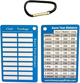 Golf Distance/Yardage Tag - Attach to Golf Bag - Erasable - Quick Reference Golf Club Range Card - Record Your Distance | Must-Have Golf Accessories for Men, Women & Junior Golfers | Tee Gift