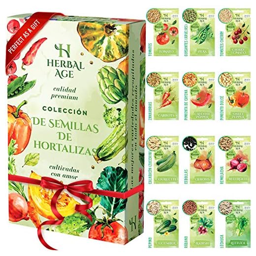 Mezcla De Semillas De 12 Vegetales, 5100 Semillas De Tomate, Pimiento Dulce, Cebolla, Lechuga, Calabacín, Pepino, Tomate Cherry listos Para Sembrarse Al Aire Libre. Cultive Su Propio Jardín