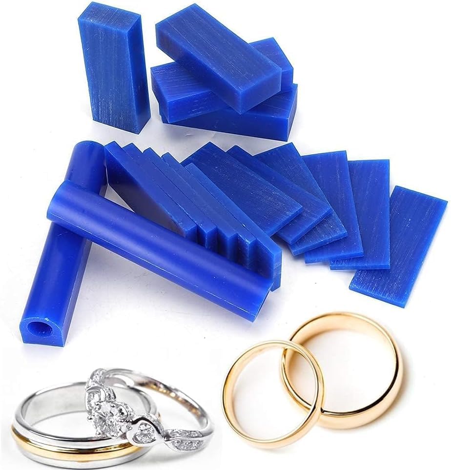 CYTGOUPER 15PCS Carving Jewelry Wax Block + 2PCS Casting Lost Wax Casting Kit Blue Carving Wax Ring Mold Wax Assortment for Creating and Designing Rings Molding Tool