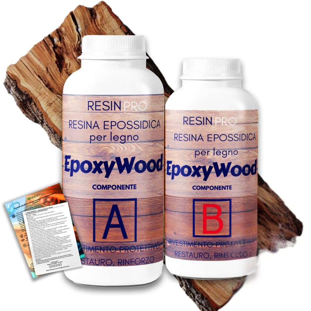 Resin Pro EPOXYWOOD 1.5 KG Resina Epossidica per Legno - Rivestimento protettivo, Restauro, Rinforzo