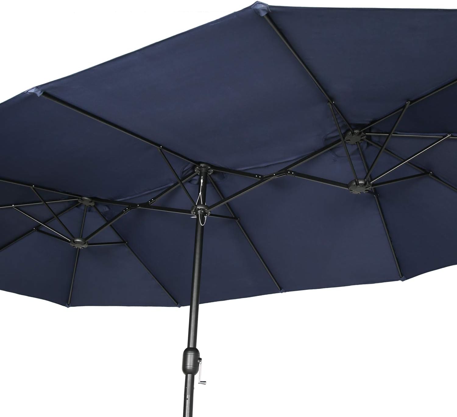 15 Ft Double-Sided Patio Umbrella Outdoor Market Umbrella with Crank, Umbrella Base Included, Navy