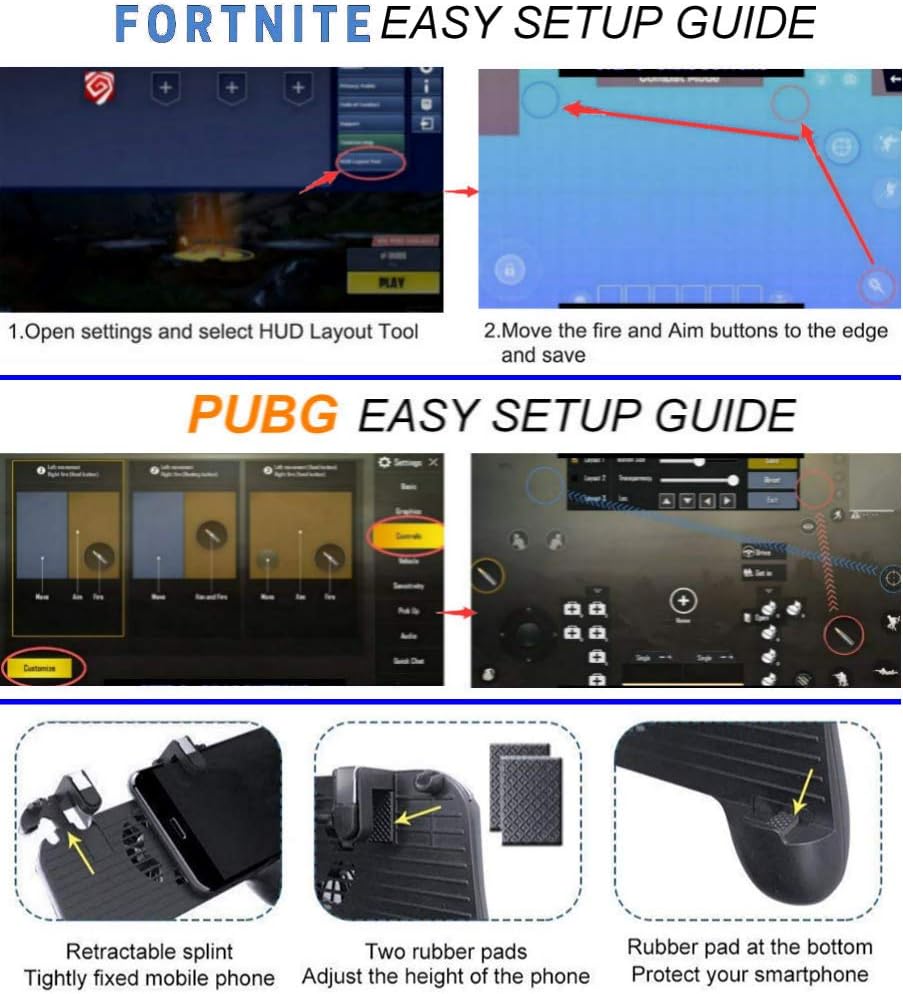 Mobile Game Controller [Upgrade Version] Mobile Gaming Trigger for PUBG/Fortnite/Rules of Survival Gaming Grip and Gaming Joysticks for 4.5-6.5inch Android iOS Phone (Mobile Game Controller.)