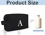 A-Z BAG Lightweight Toiletry Bag, Water-Resistant Personalised Makeup Bags with Embroidery Initial, Birthday Gifts for Women Men (J, Black)