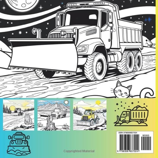 Snowplows and Cats Coloring book: Where Power Meets Purrs: 20 Premium Winter Scenes to Color and Create image 3