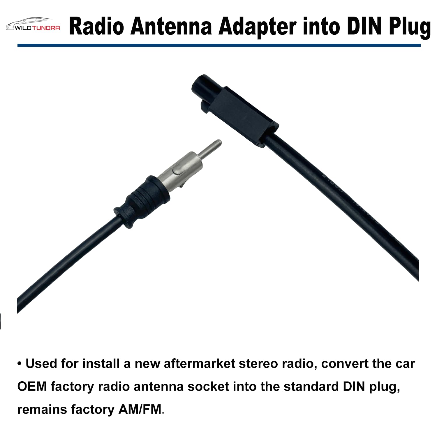 Adaptador de antena de radio compatible con Dodge Ram, Jeep Wrangler, adaptador de antena estéreo de repuesto para Clase C, Sprinter Buick Cadillac Aftermarket Stereo Antena Conector Cable Plug