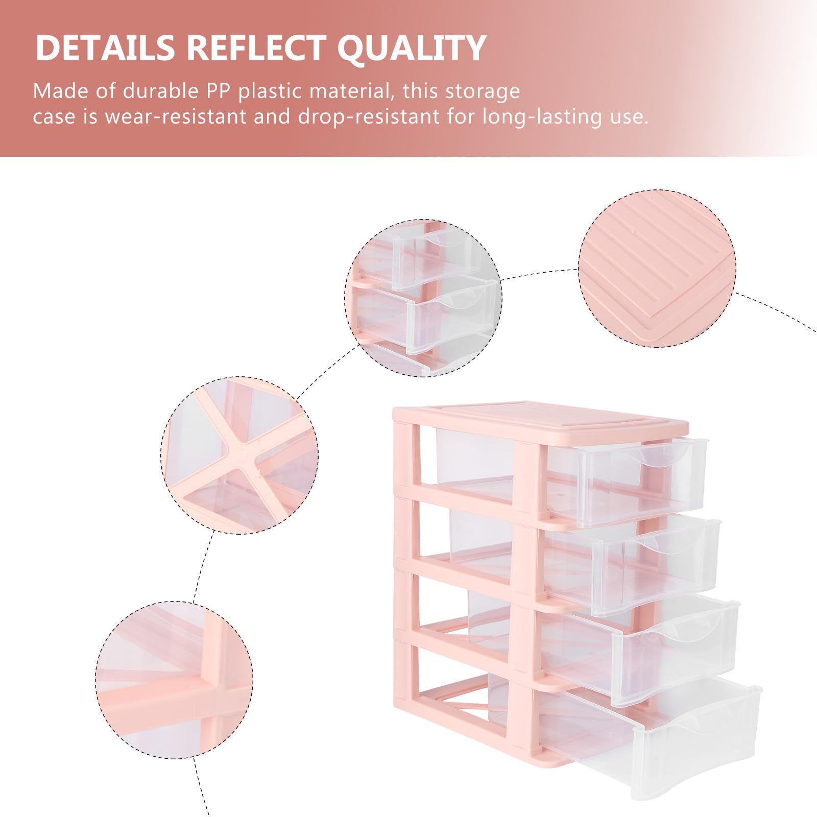 Organizer Cosmetici Trasparente Da Scrivania 4 Cassetti in Plastica Pp, Scatola Portaoggetti Salvaspazio Per Trucco e Accessori, Mobiletto Organizzatore Multifunzionale Per Casa e Ufficio