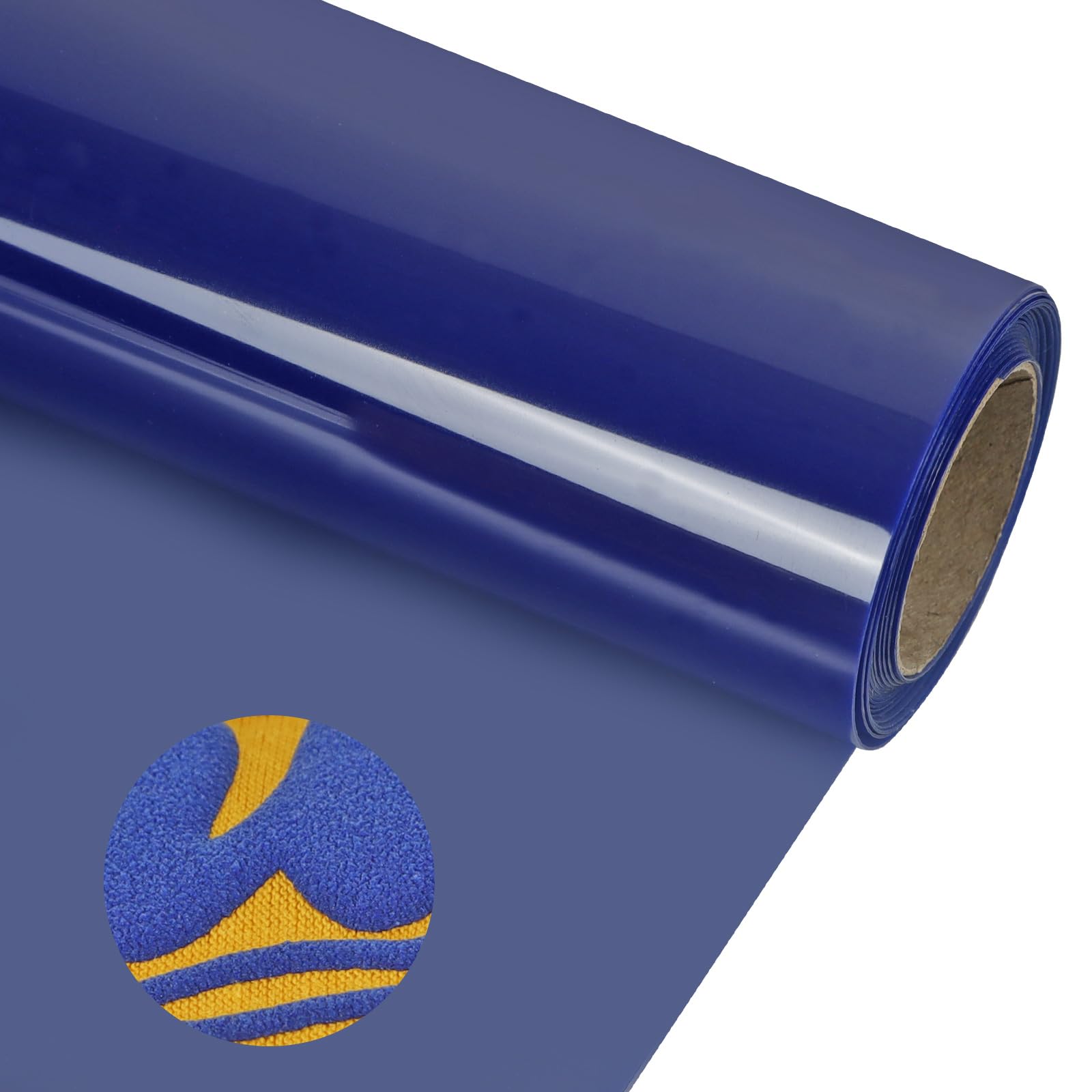 RENLITONG 3D Puff HTV Matte Heat Transfer Vinyl Roll 12" x 7ft Iron on for Heat Press T Shirt for All Cutter Machine Heat Vinyl Design (7ft, 3D Puff Sapphire Blue)