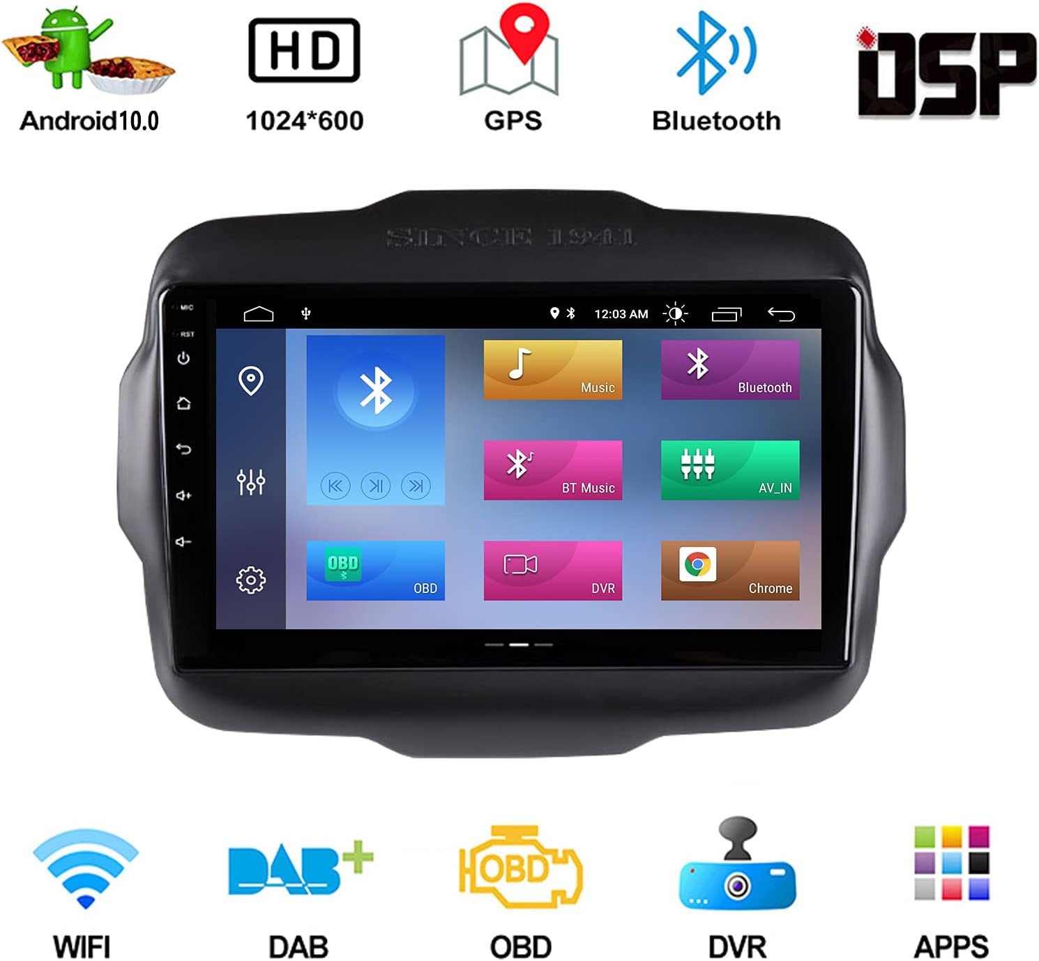 Black Friday Sale 2022 Android 10 Car Stereo for Jeep Renegade, 9 Inch Touch Screen GPS Navigation Bluetooth Head Unit Built-in DSP Supports OBD2 DVR TPMS Backup Camera Top Rated Android 10 Car Stereo for Jeep Renegade, 9 Inch Touch Screen GPS Navigation Bluetooth Head Unit Built-in DSP Supports OBD2 DVR TPMS Backup Camera