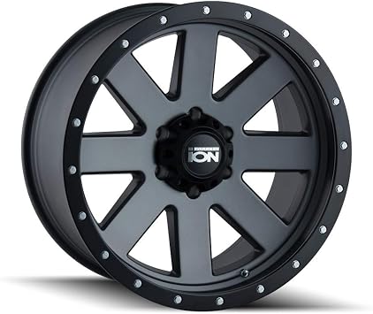 Ion Wheels 134 Matte Gunmetal/Black BEADLOCK Wheel with Alloy Steel 17 x 8.5 inches /6 x 106 mm, 6 mm Offset