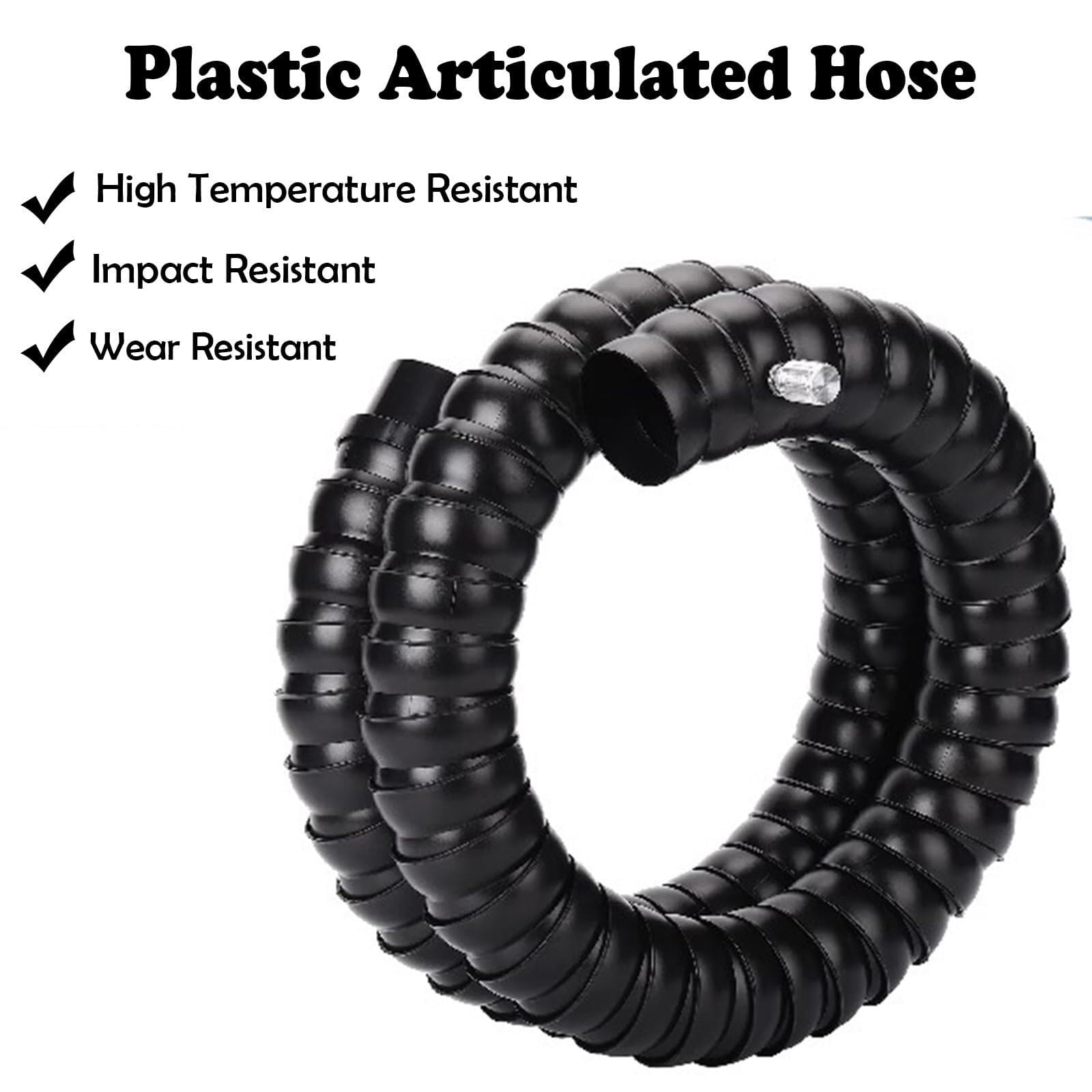 Manguera flexible de extracción de humos de 2 m con campana de sellado sin soldadura ajustable con brazo de coleción Indusrial Dus Collecion 6.6f Workshop Venilaion Soluion (negro, 160 mm)