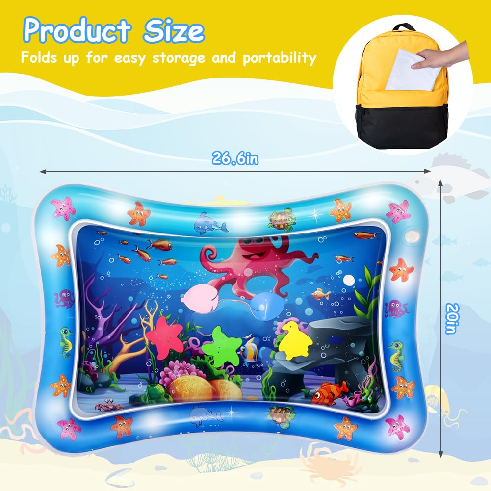 Aolso Tappetino Gonfiabile per Neonati, 68x51cm Tappetino Tummy Time Gonfiabile, Baby Water Mat in PVC Tappetino Gonfiabile per Neonati senza BPA, Rafforza i Muscoli del Tuo Bambino, Modello di Polpo