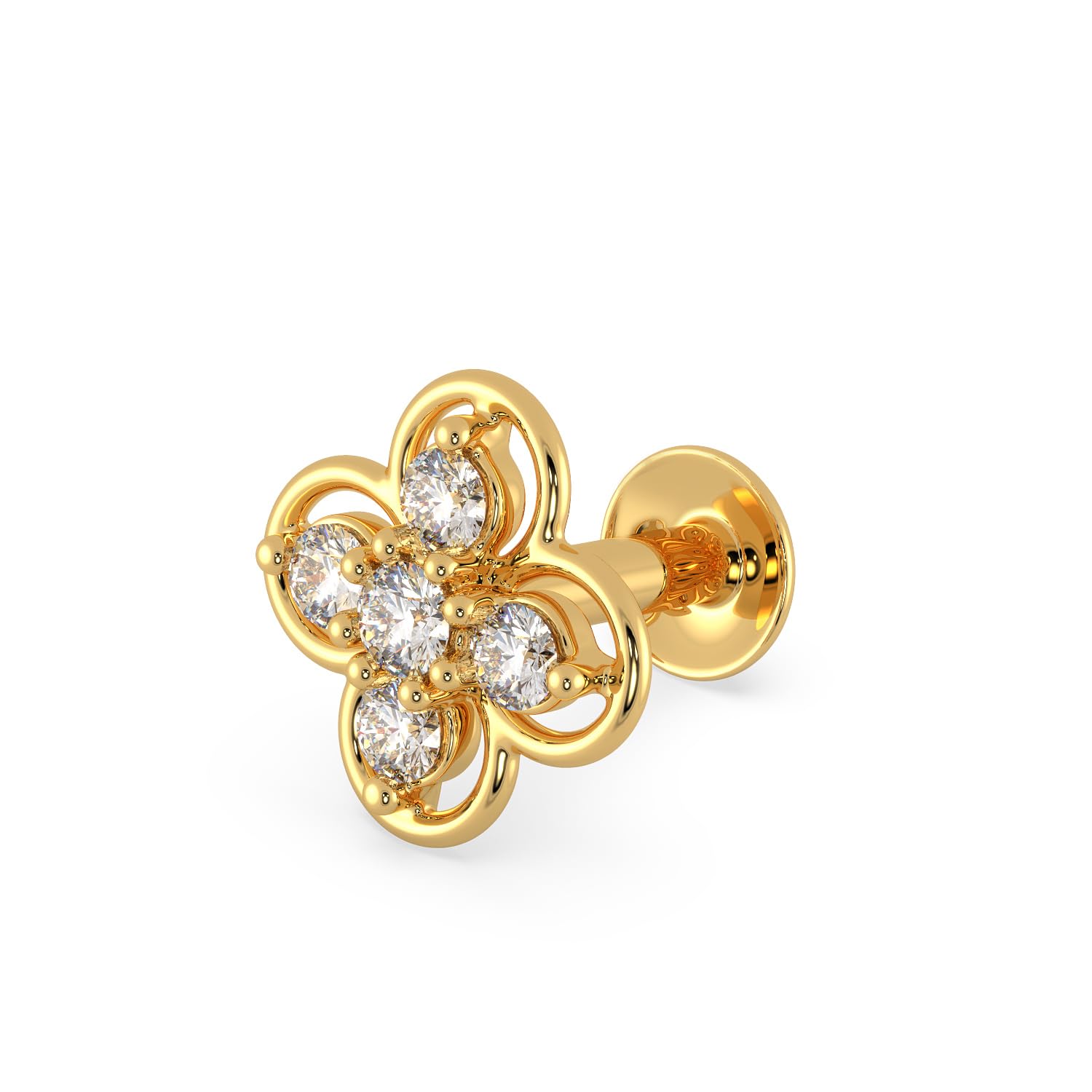 Yellow Gold Nose Pin for Women 22 k | 22k BIS Hallmark (916) Nose Stud for Women and Girls with Piercing