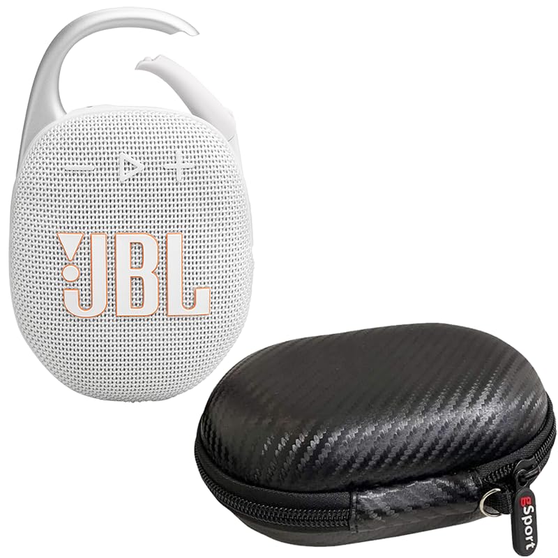 JBL Clip 5 Ultra Portable Bluetooth Speaker Bundle with gSport Case White