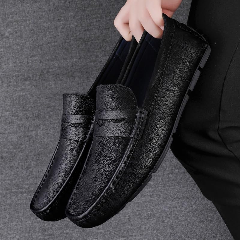 Mens Loafers Square Toe Nubuck Leather Penny Driving Loafers Resistant Comfortable Flat Heel Walking Wedding Slip On4