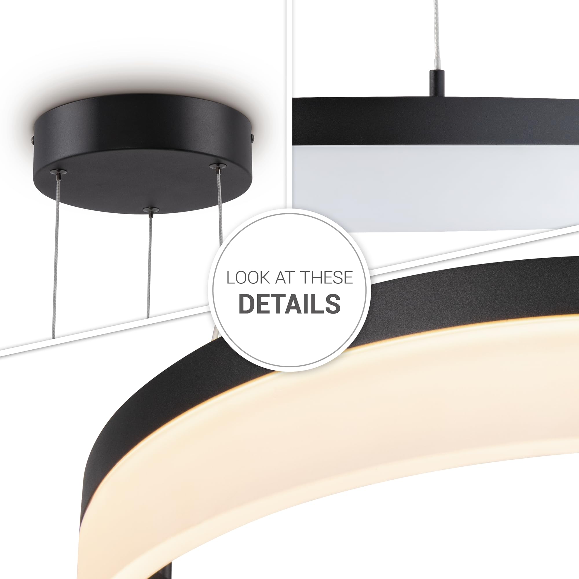 Paco Home Pendelleuchte Esstisch Lampe Deko Wohnzimmer LED Hängelampe Schlafzimmer Pendellampe Esszimmer Modern Stylisch, Lampenart:Typ 1, Farbe:Schwarz - Weiß
