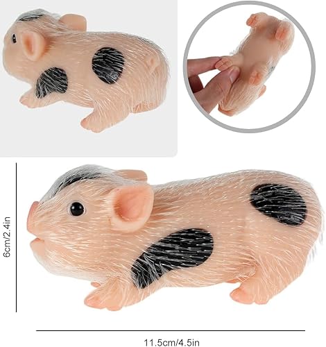 Miniatura 2 de Qsincth Mini cerdito de silicona de 5 pulgadas, lindos juguetes de cerdo de lunares negros, lindos animales realistas, mini muñeca de cerdo de bebé,