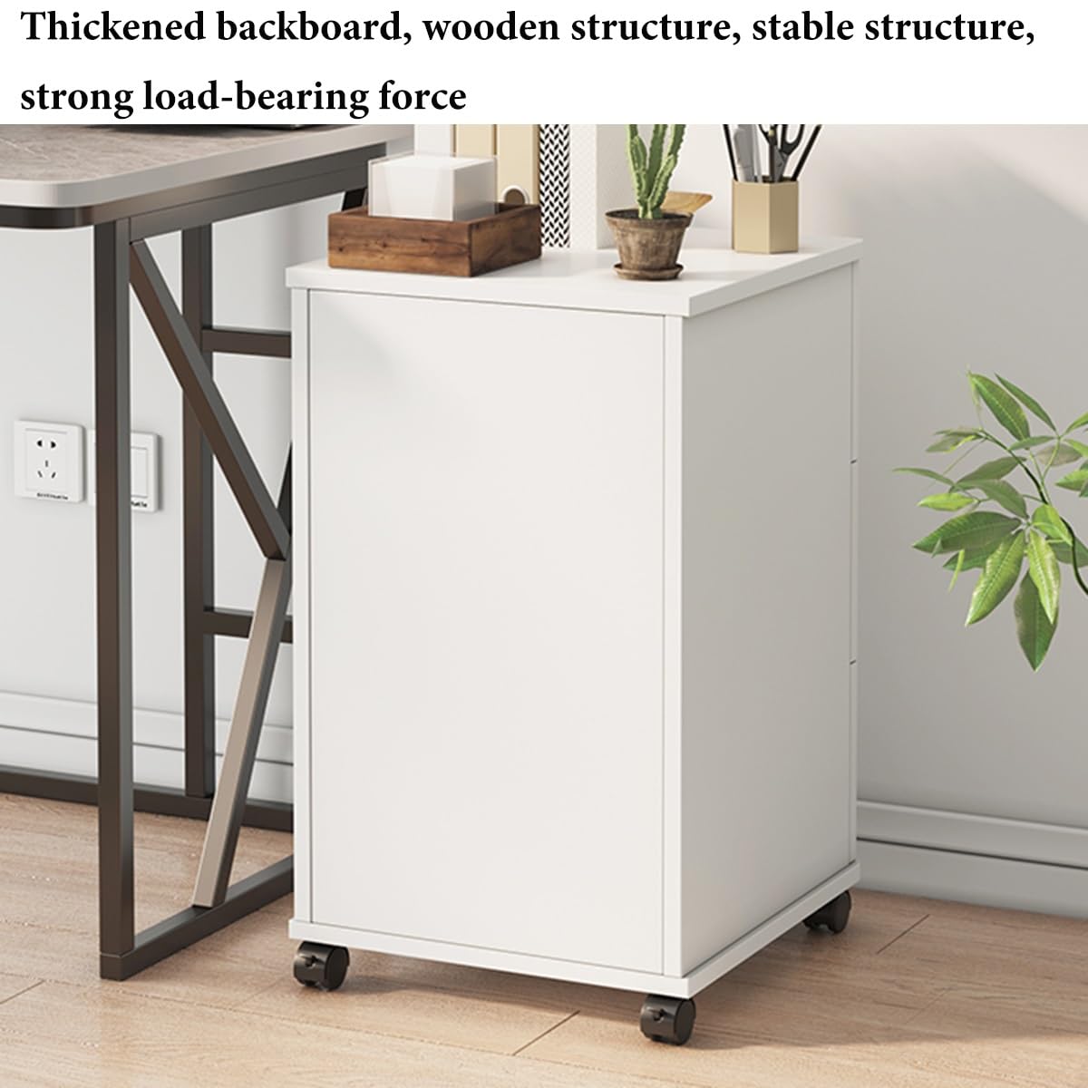 Massief houten bureaublad-archiefkast 2 laden voor A4-papier kleine ladekast elegante opbergoplossing voor thuiskantoor en werkruimte