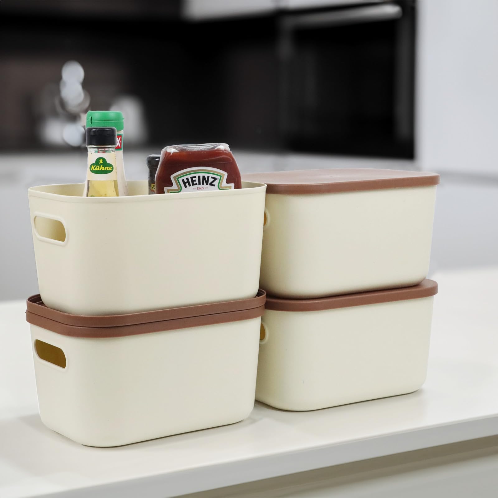 Orgainzer Container Plastic Organizer Bins With Lids Stackable 6-Piece Colorful Stackable ...
