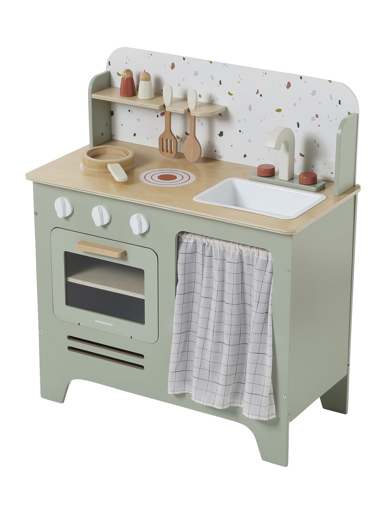 VERTBAUDET Jouet Enfant Cuisine avec Accessoires Bois FSC Vert Sauge TU