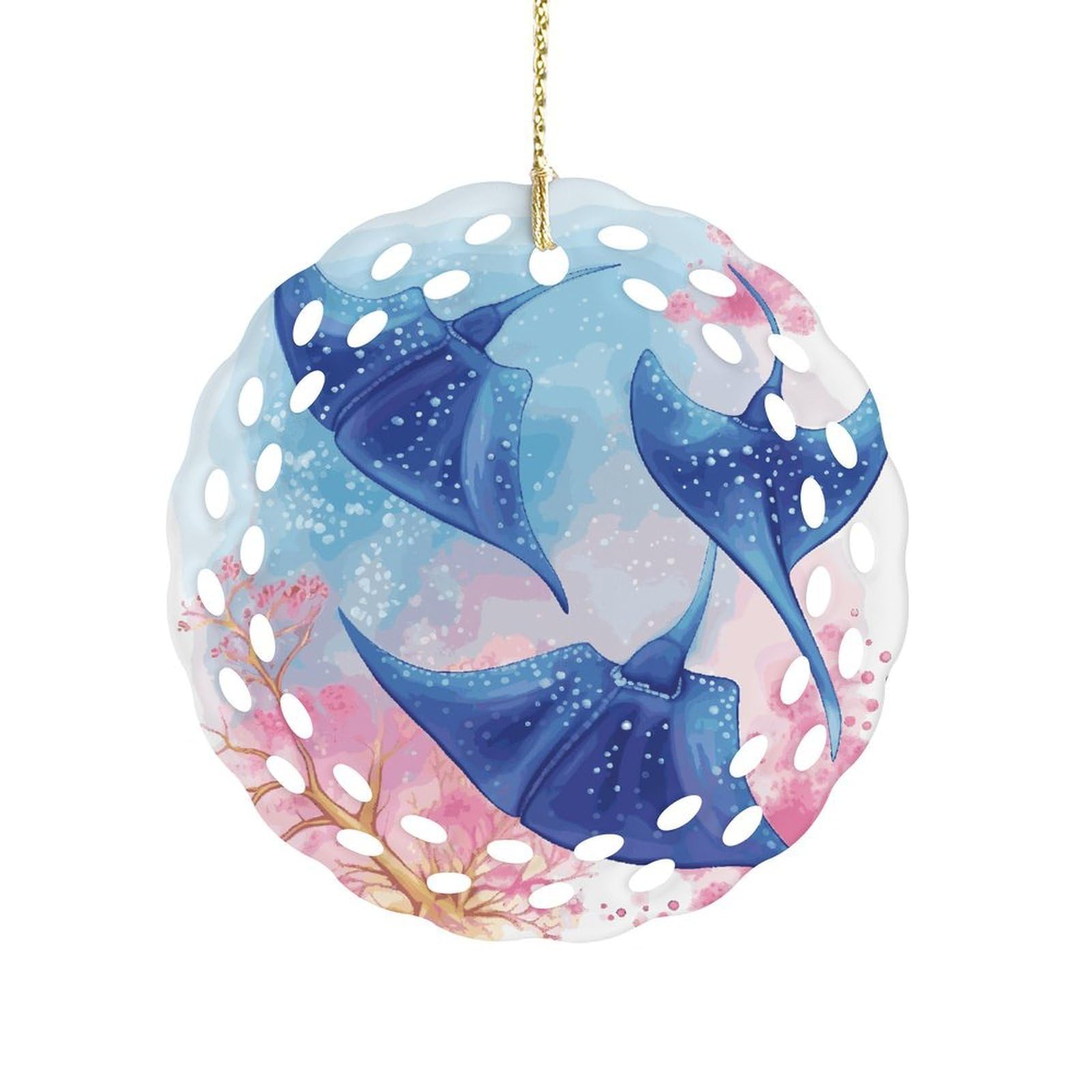 Wsoihfec Women's Style Sea Animals Stingrays Hanging Ornament 3 Inch Round,1-Pack,Xmas Decor -Two-Sided Printed,Friend Ornament Gifts For Friends Coworker Sisters