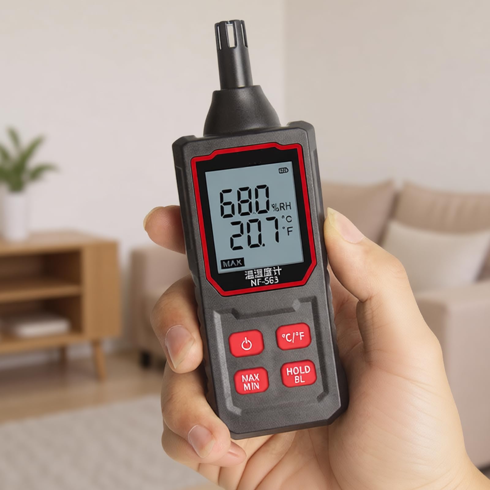 Professioneller digitaler Feuchtigkeits und Temperaturtester mit Speicherfunktion, leichtes Design für Reisen, Camping, Lagerung, Innen Feuchtigkeitstemperaturmesser
