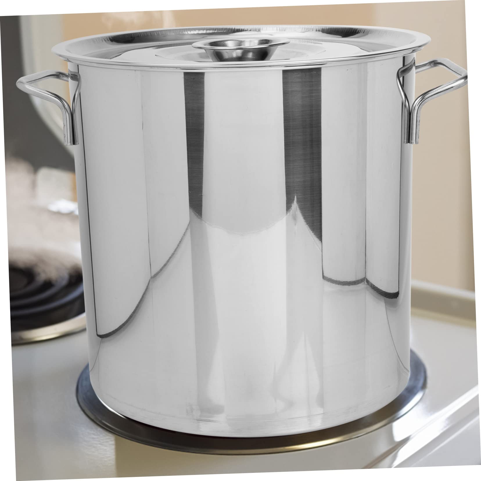 Cabilock Pentola per Zuppa in Acciaio Inox Argento Manico, Liscia e Lucidata, per Bolliture di Crostacei e Cotture Lunghe in Cucina