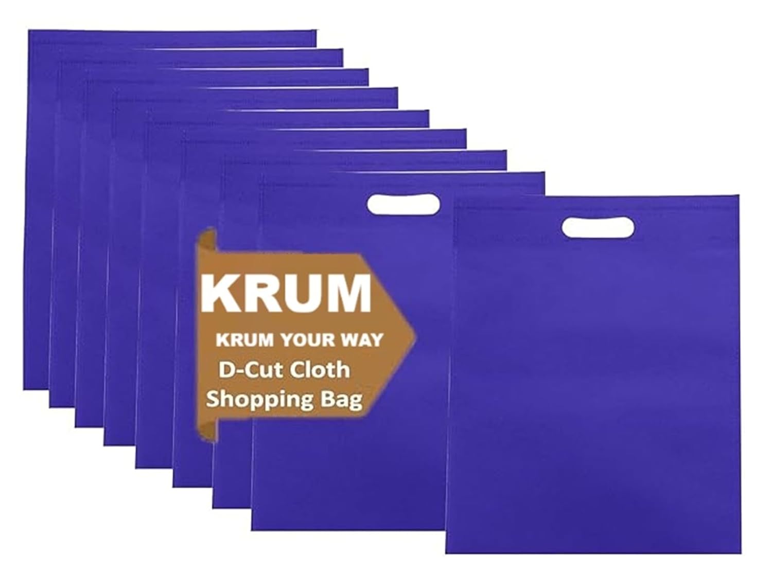 KRUM D-Cut Cloth Carry Bag – Durable Handle Tote Bag for Shopping, Grocery, Daily Essentials, Gifts, Market, and Travel